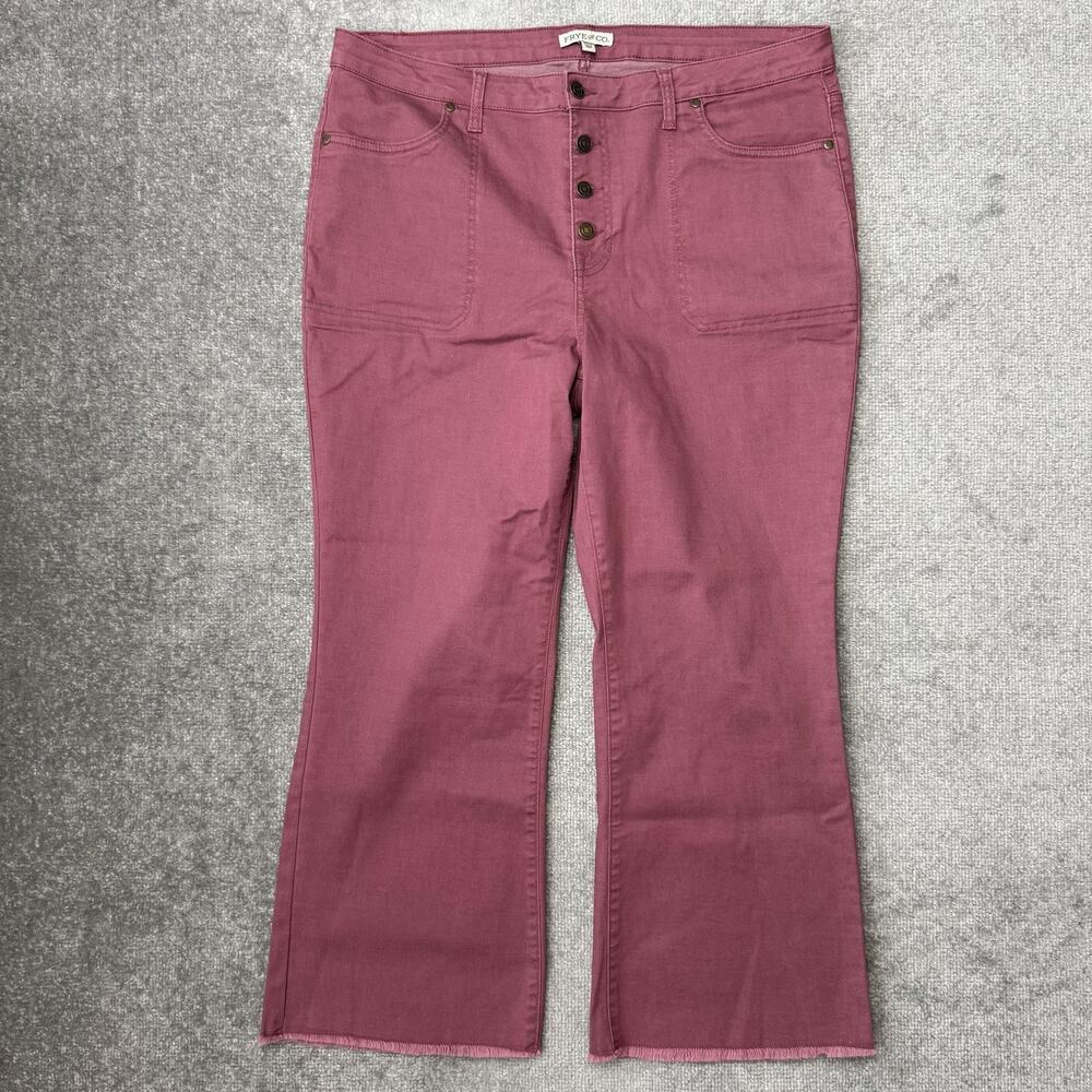 Frye and Co. Jeans Womens 20W Mauve High Rise Button Fly Raw Hem Stretch Bootcut - Picture 1 of 12